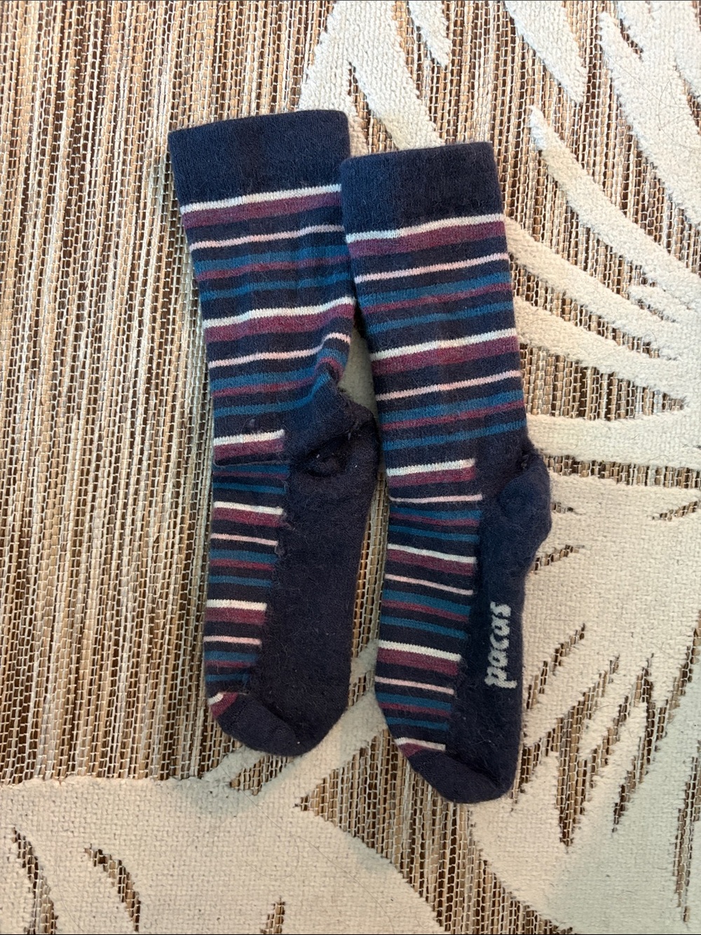 Navy Striped Alpaca socks